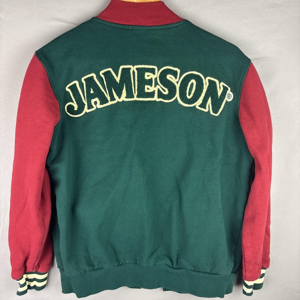 Jameson Varsity Bomber Jacket Mens Small Chenille Logo Fleece Lined Button-Up